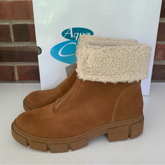 Aqua College Womens Perla Tan Suede Winter Zipper Ankle Boots US 7.5 M - Picture 4 of 9